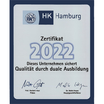 Zertifikat Handelskammer Hamburg - Ausbildung 2022